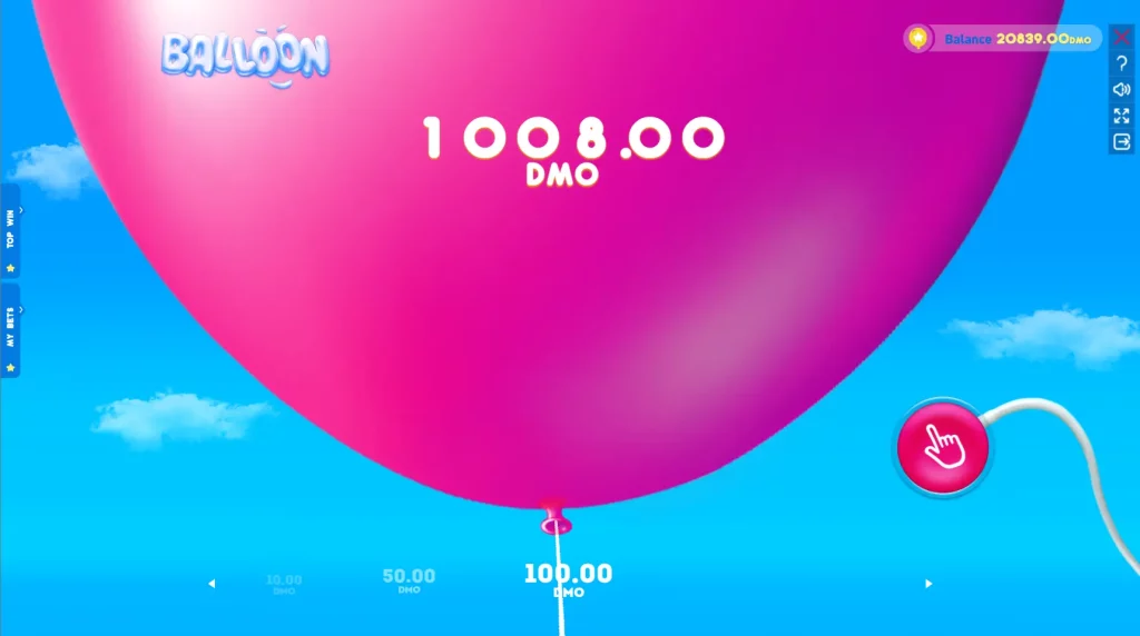 Выигрыш в игре Balloon - множитель x10000